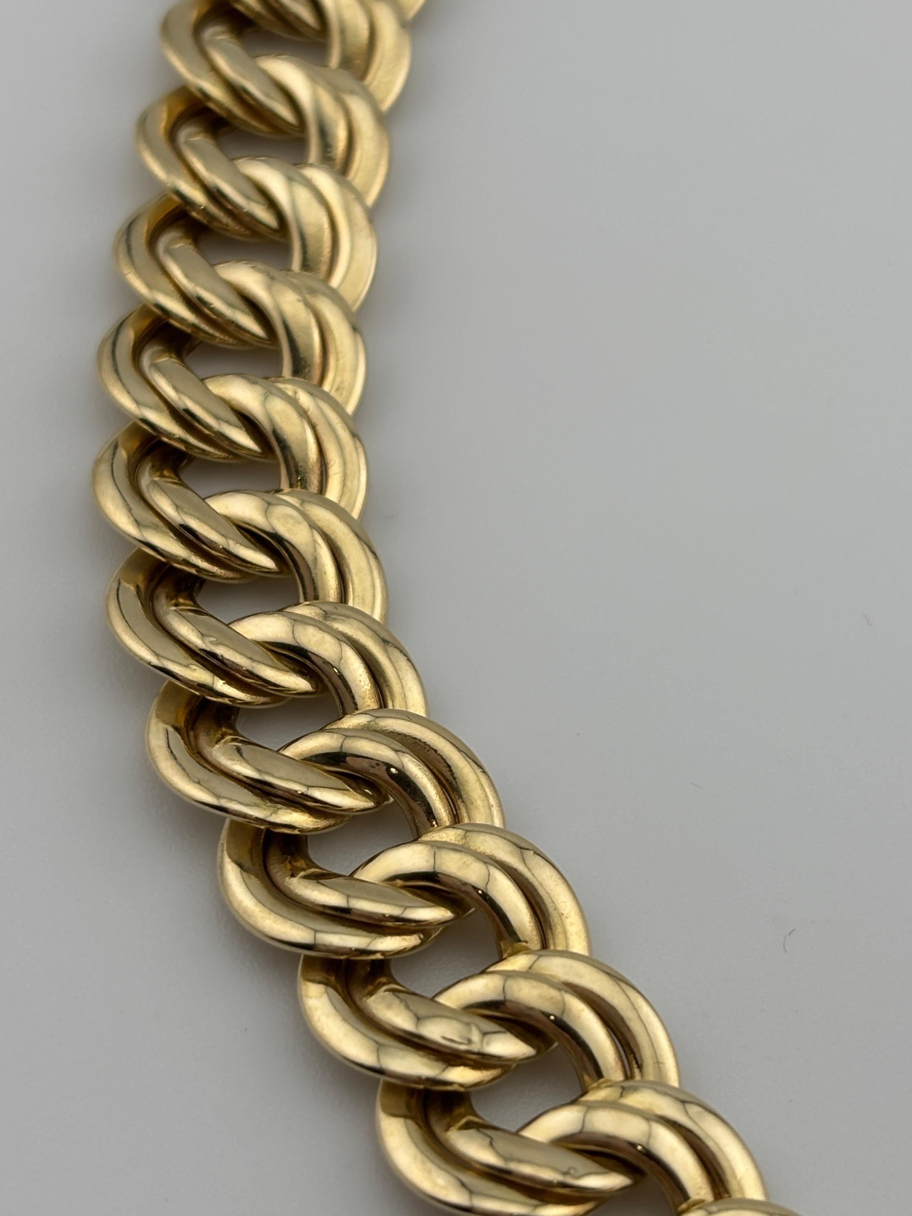 Vintage 14k Yellow Gold Italian Double Curb Link Necklace For Sale 5