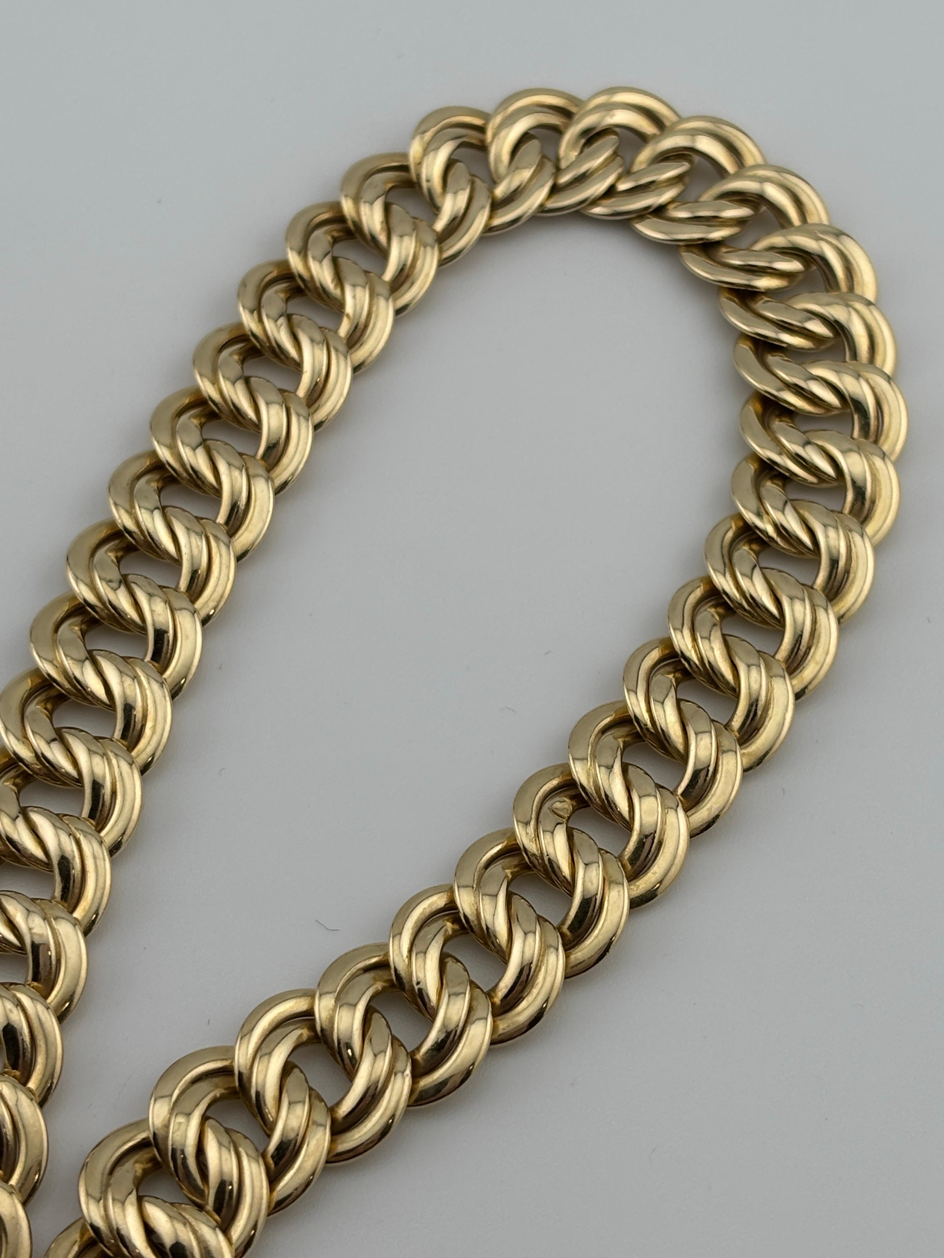 Vintage 14k Yellow Gold Italian Double Curb Link Necklace For Sale 6
