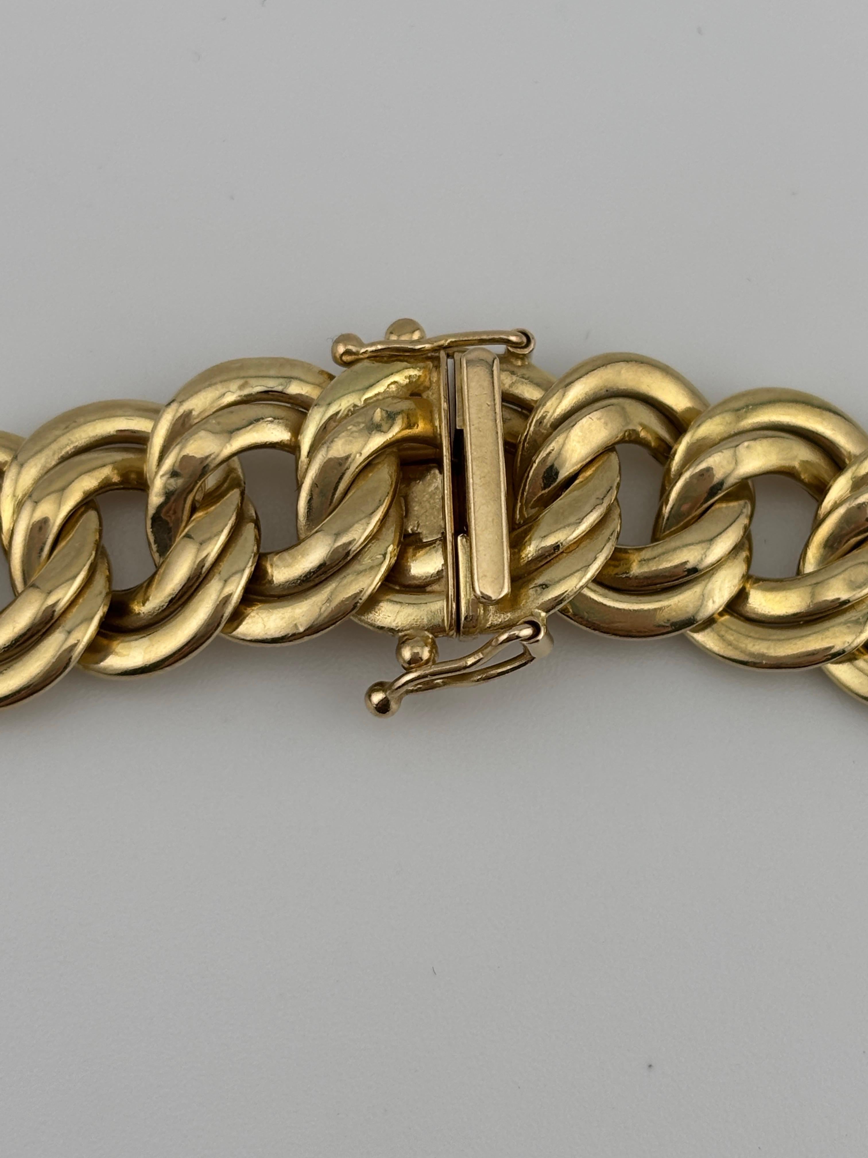 Vintage 14k Yellow Gold Italian Double Curb Link Necklace For Sale 7