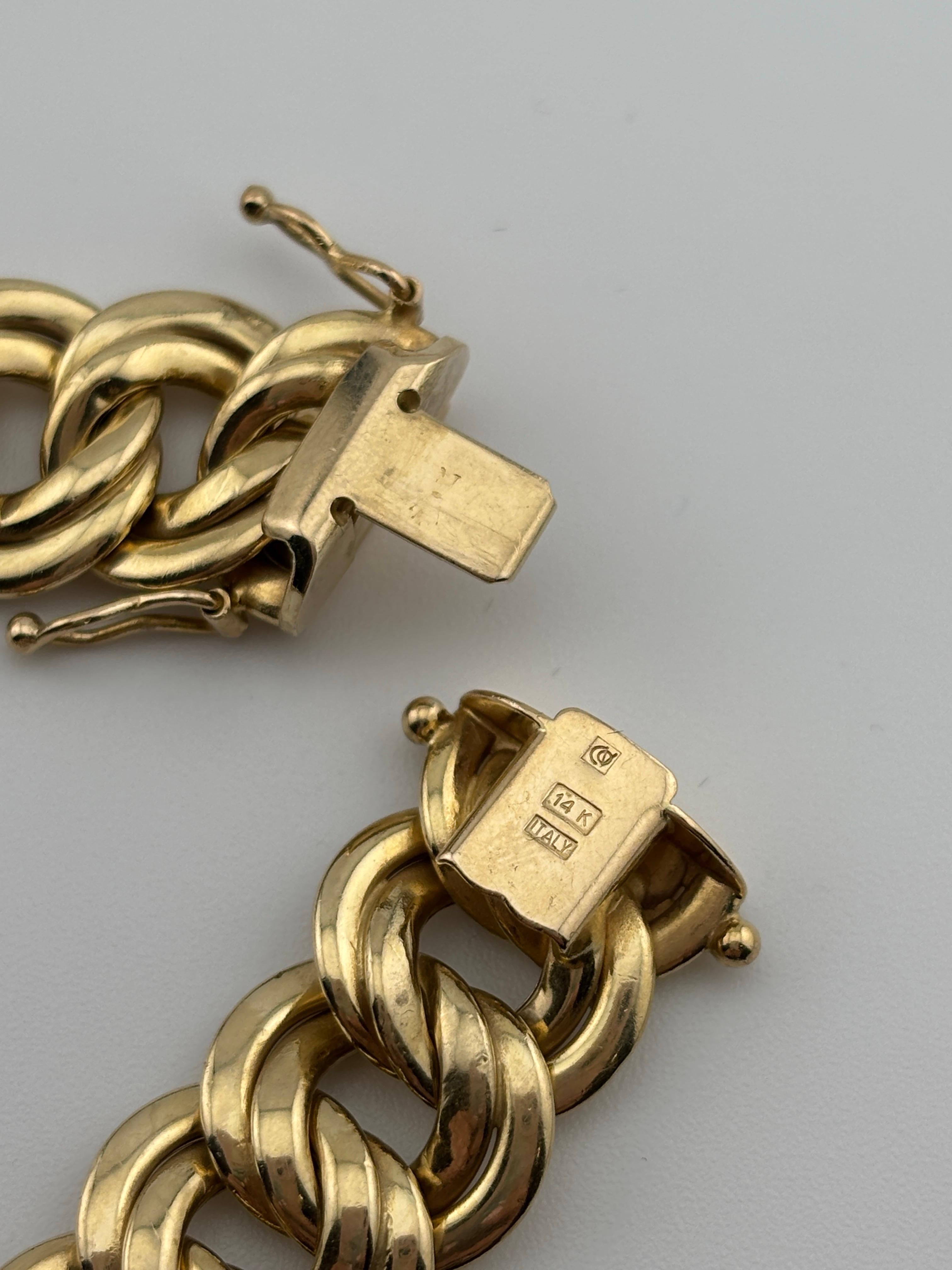 Vintage 14k Yellow Gold Italian Double Curb Link Necklace For Sale 8