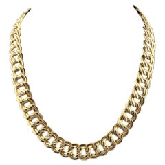 Vintage 14k Gelbgold Italienisch Double Curb Link Halskette