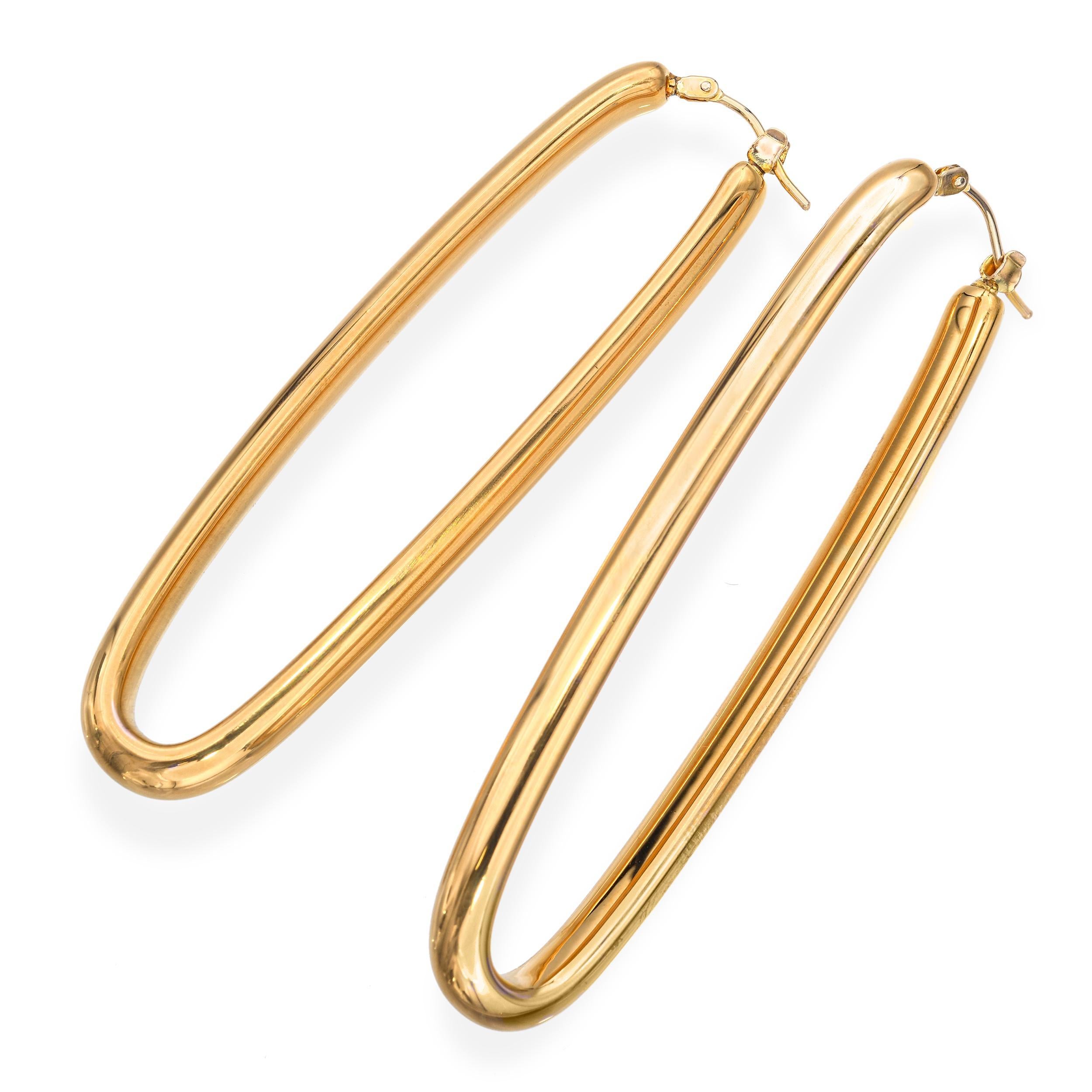Vintage 14k Gelbgold Italienisch Hoop Ohrringe für Damen oder Herren im Angebot