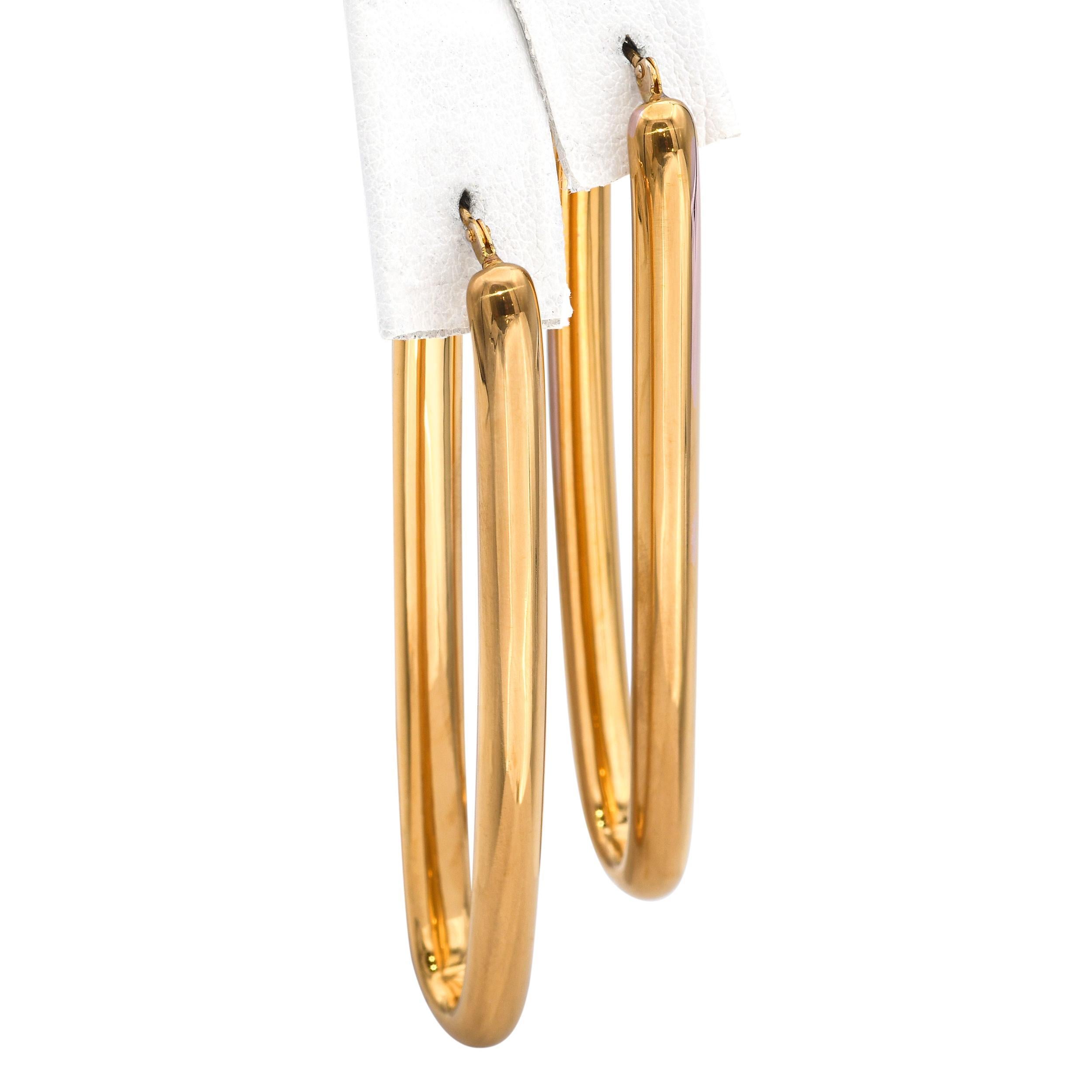 Vintage 14k Gelbgold Italienisch Hoop Ohrringe im Angebot 1