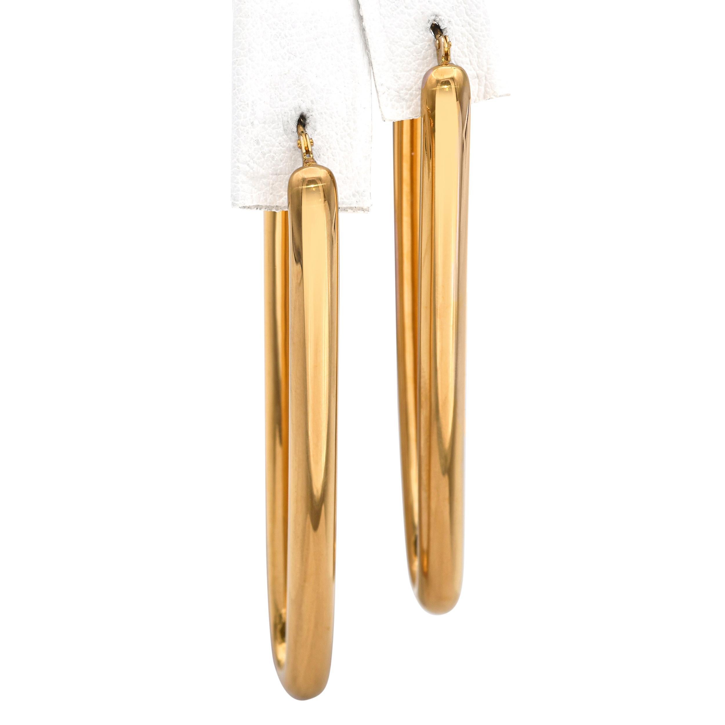 Vintage 14k Gelbgold Italienisch Hoop Ohrringe im Angebot 2