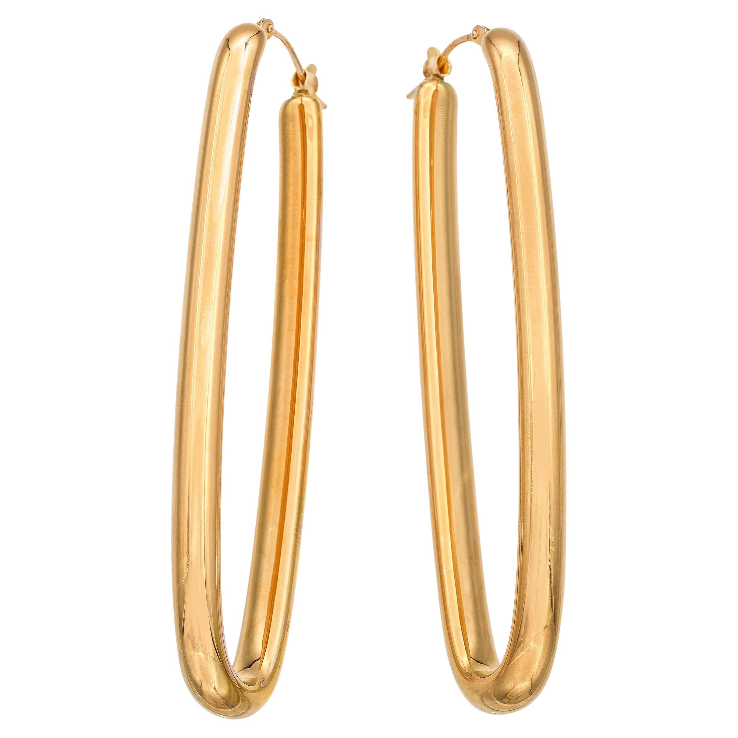 Vintage 14k Gelbgold Italienisch Hoop Ohrringe im Angebot
