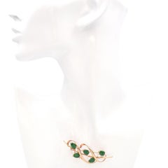 Vintage 14K Yellow Gold Jade and Pearl Brooch