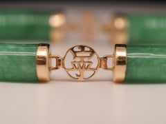 Vintage 14K Yellow Gold Jade Bracelet with Links