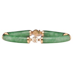 Vintage 14K Yellow Gold Jade Bracelet with Links