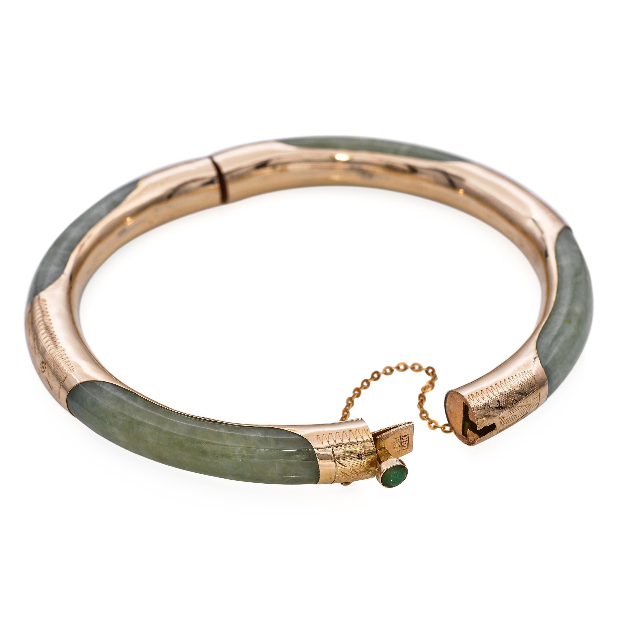 Bracciale a cerniera di giada d'epoca in oro giallo 14k In condizioni buone in vendita a New York, NY