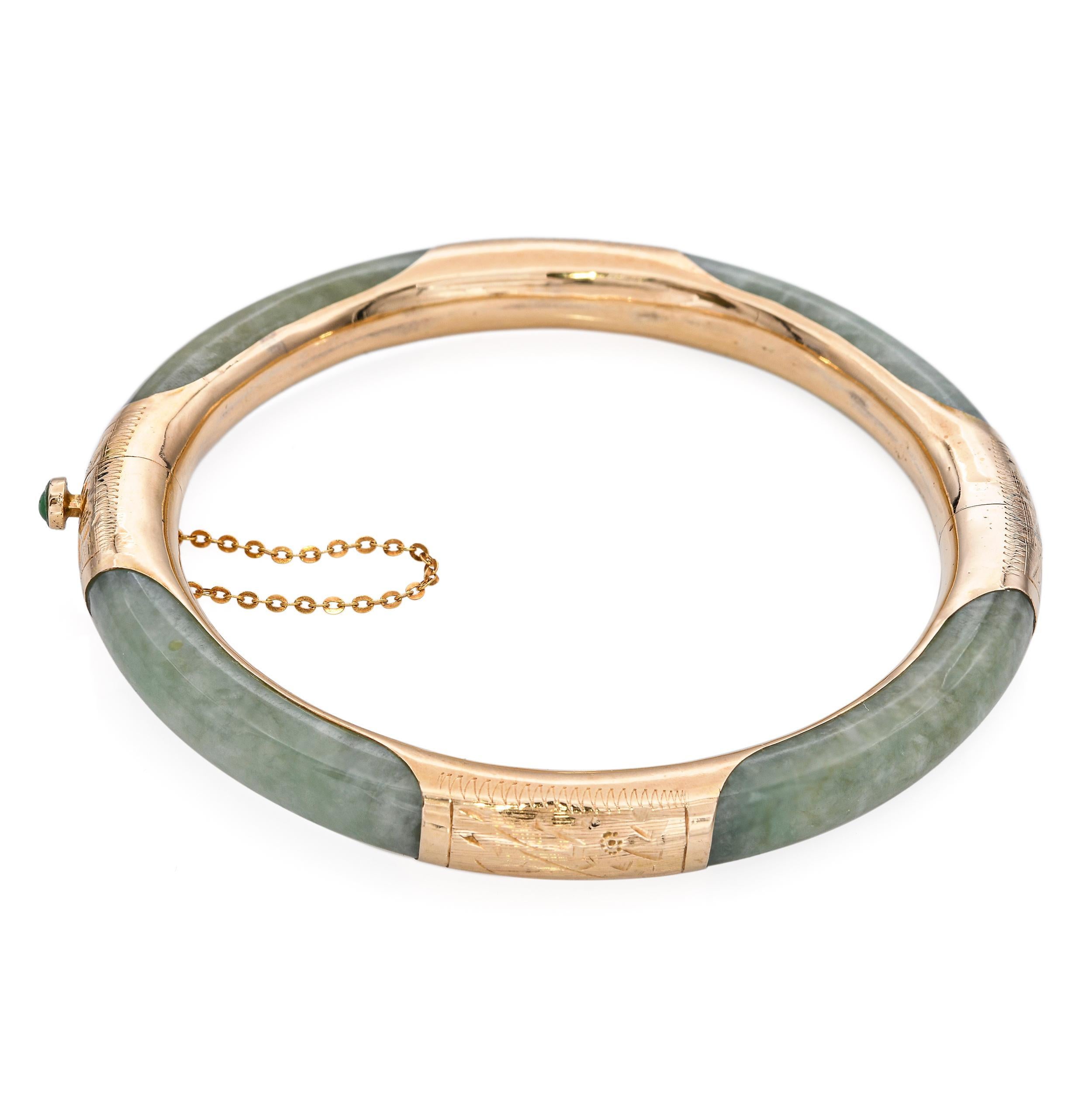 da uomo o donna Bracciale a cerniera di giada d'epoca in oro giallo 14k in vendita