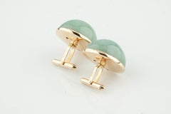 Vintage 14k Yellow Gold Jade 'Over 100 Carat' Cabochon Cufflinks