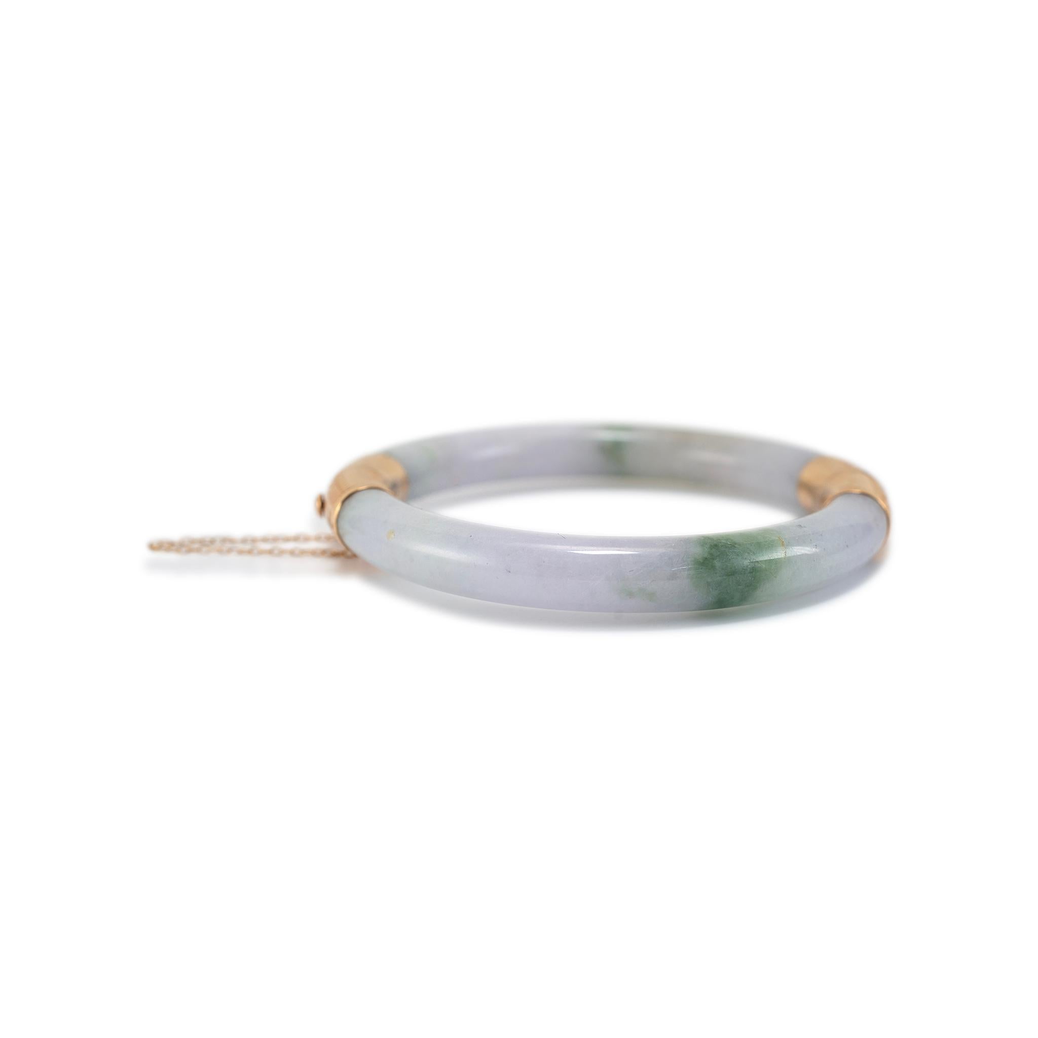 Women's Vintage 14K Yellow Gold Jadeite Hinged Bangle Bracelet
