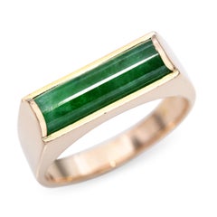 Vintage 14k Yellow Gold Jadeite Jade Ring