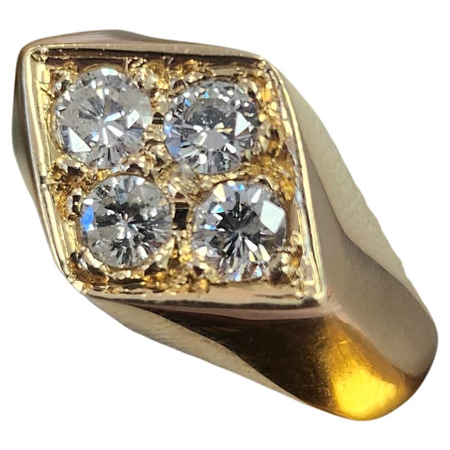 Artisan Vintage 14K Yellow Gold Kite Shape Diamond Ring  0.80 CT Bold Statement Ring For Sale