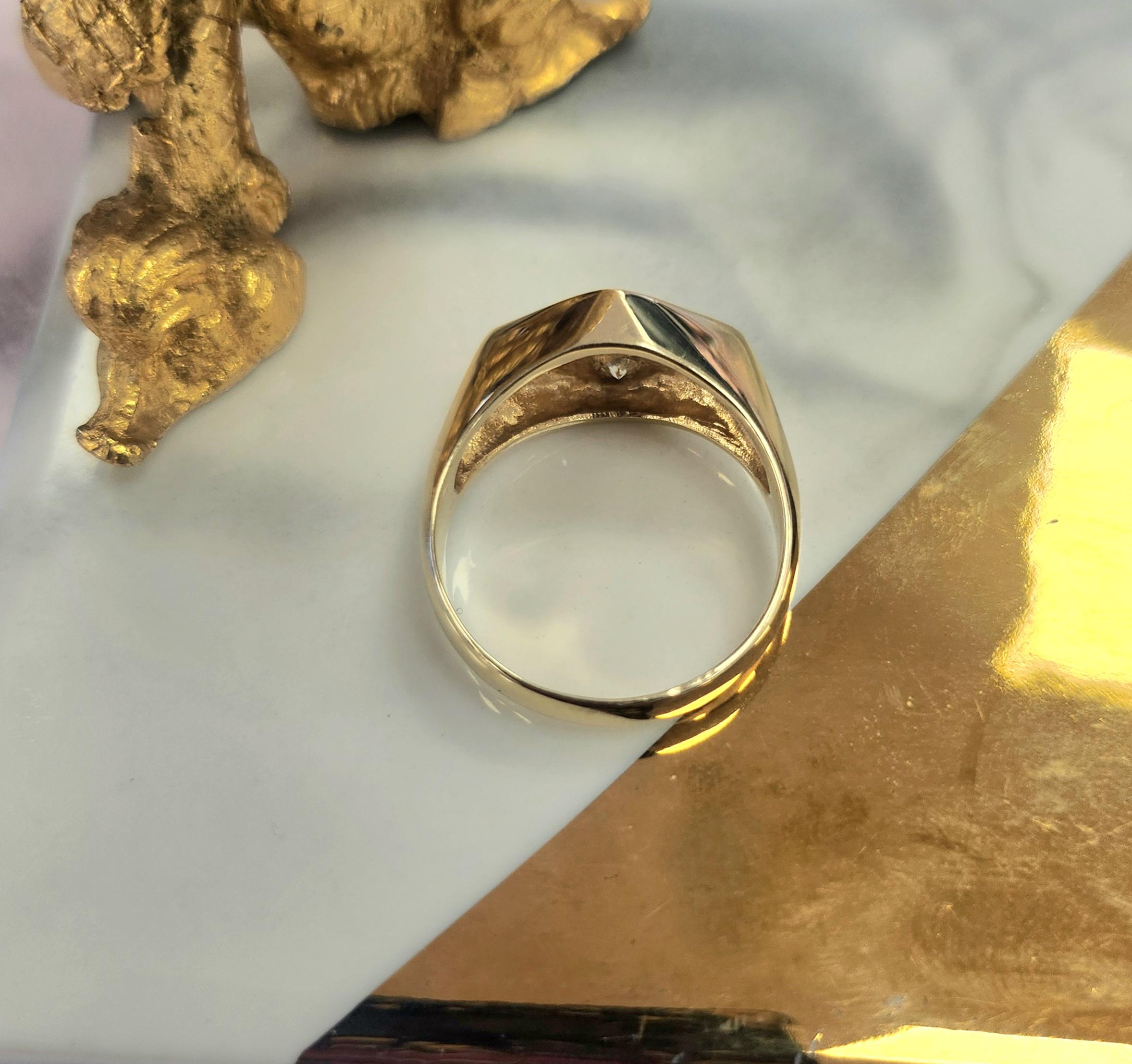 Vintage 14K Yellow Gold Kite Shape Diamond Ring  0.80 CT Bold Statement Ring For Sale 2