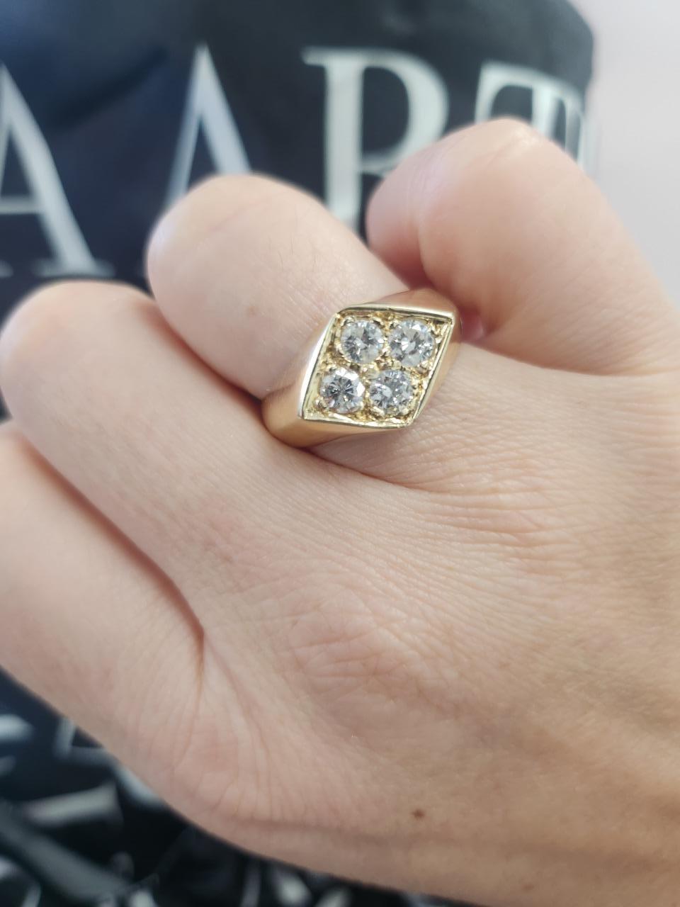 Vintage 14K Yellow Gold Kite Shape Diamond Ring  0.80 CT Bold Statement Ring For Sale 3