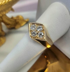 Vintage 14K Yellow Gold Kite Shape Diamond Ring  0.80 CT Bold Statement Ring