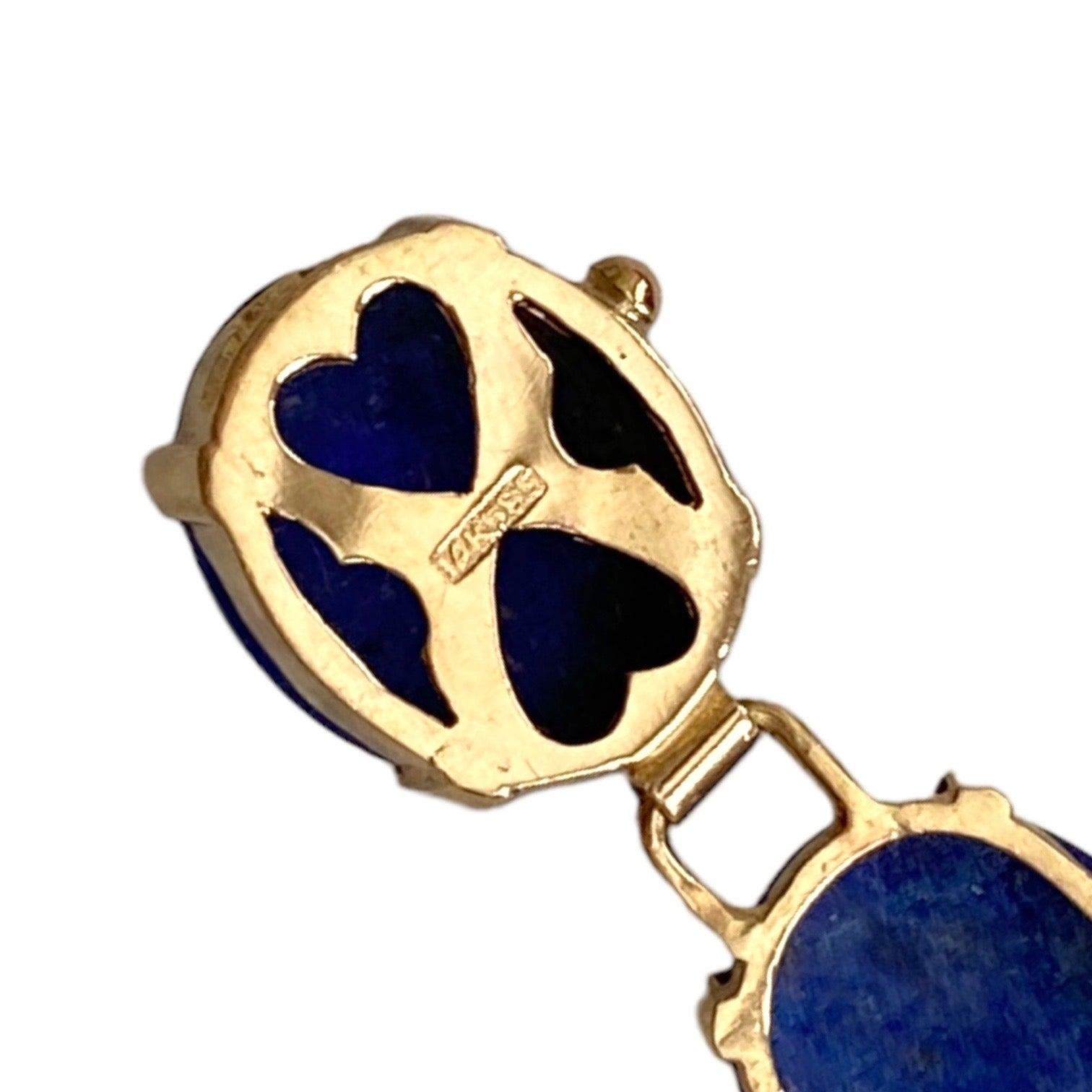 Cabochon Vintage 14K Yellow Gold Lapis Lazuli Bracelet For Sale