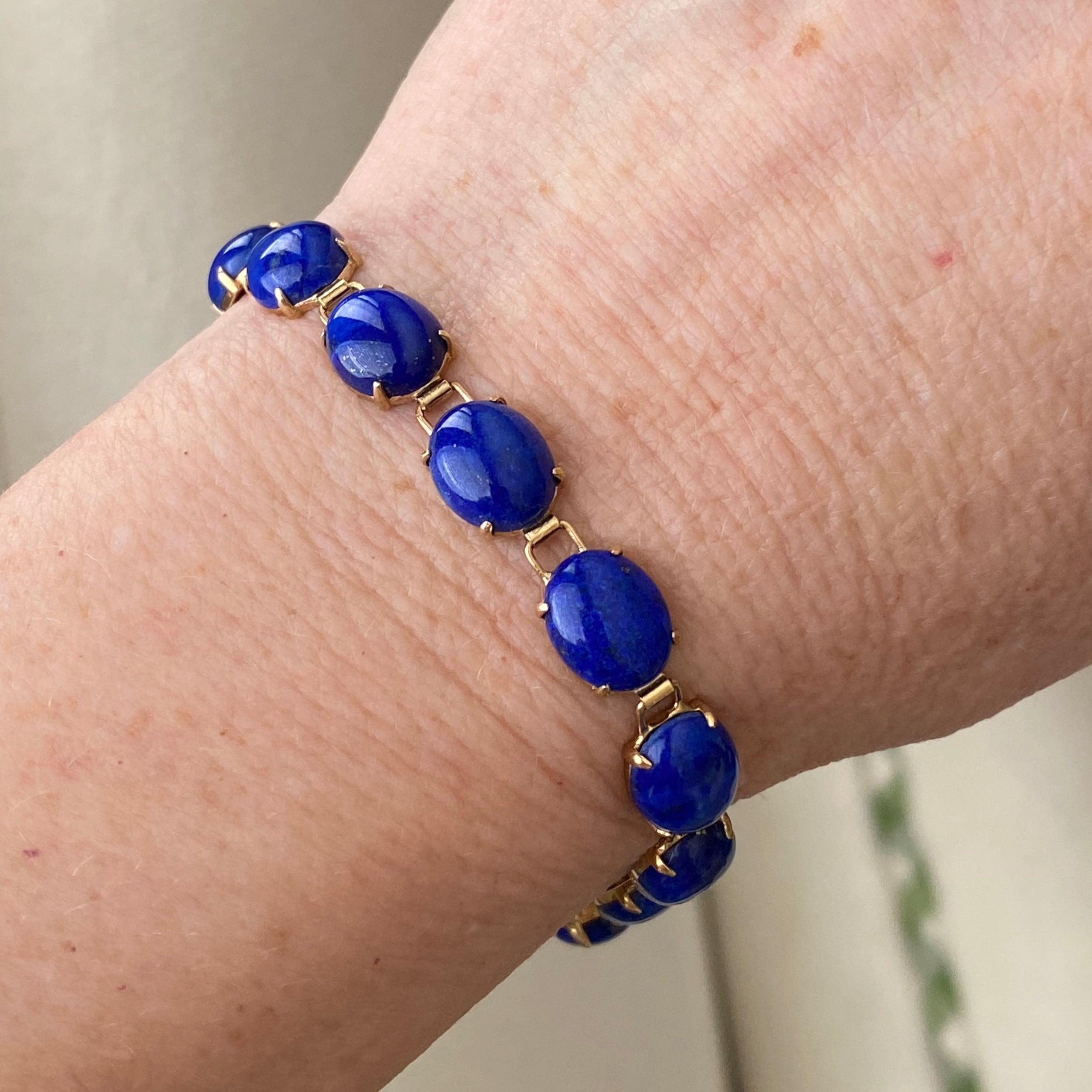 Armband aus 14 Karat Gelbgold mit Lapislazuli und Lazuli Damen