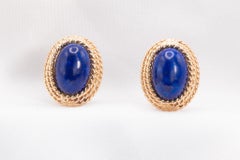 Vintage 14k Yellow Gold Lapis Lazuli Earrings