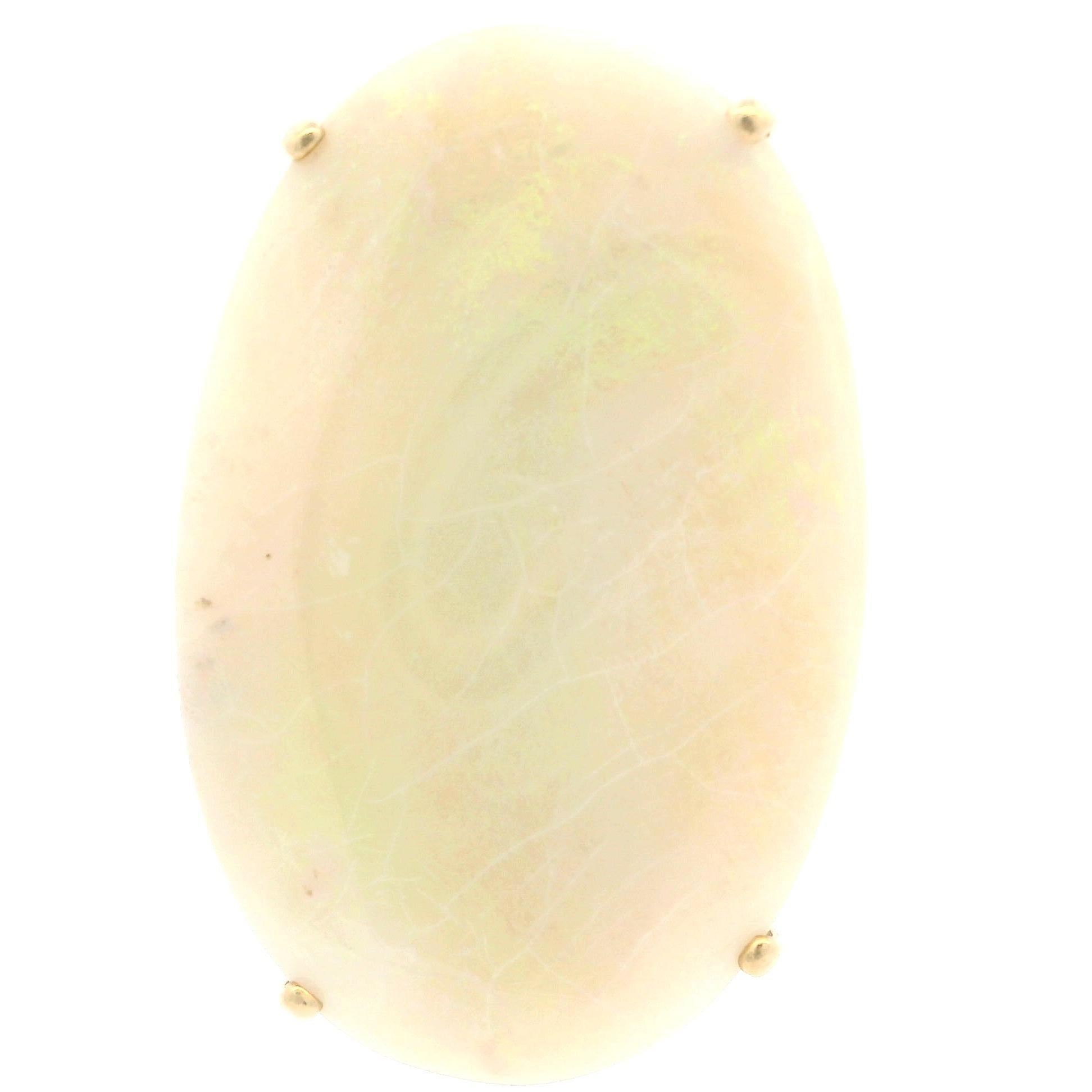 Vintage 14k Yellow Gold Large 45.4x29.6mm Oval Opal Pin Brooch Pendant For Sale 3