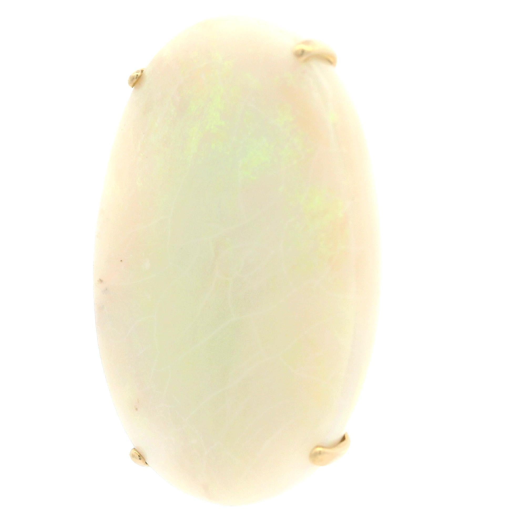 Vintage 14k Yellow Gold Large 45.4x29.6mm Oval Opal Pin Brooch Pendant For Sale 4