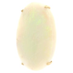 Vintage 14k Yellow Gold Large 45.4x29.6mm Oval Opal Pin Brooch Pendant