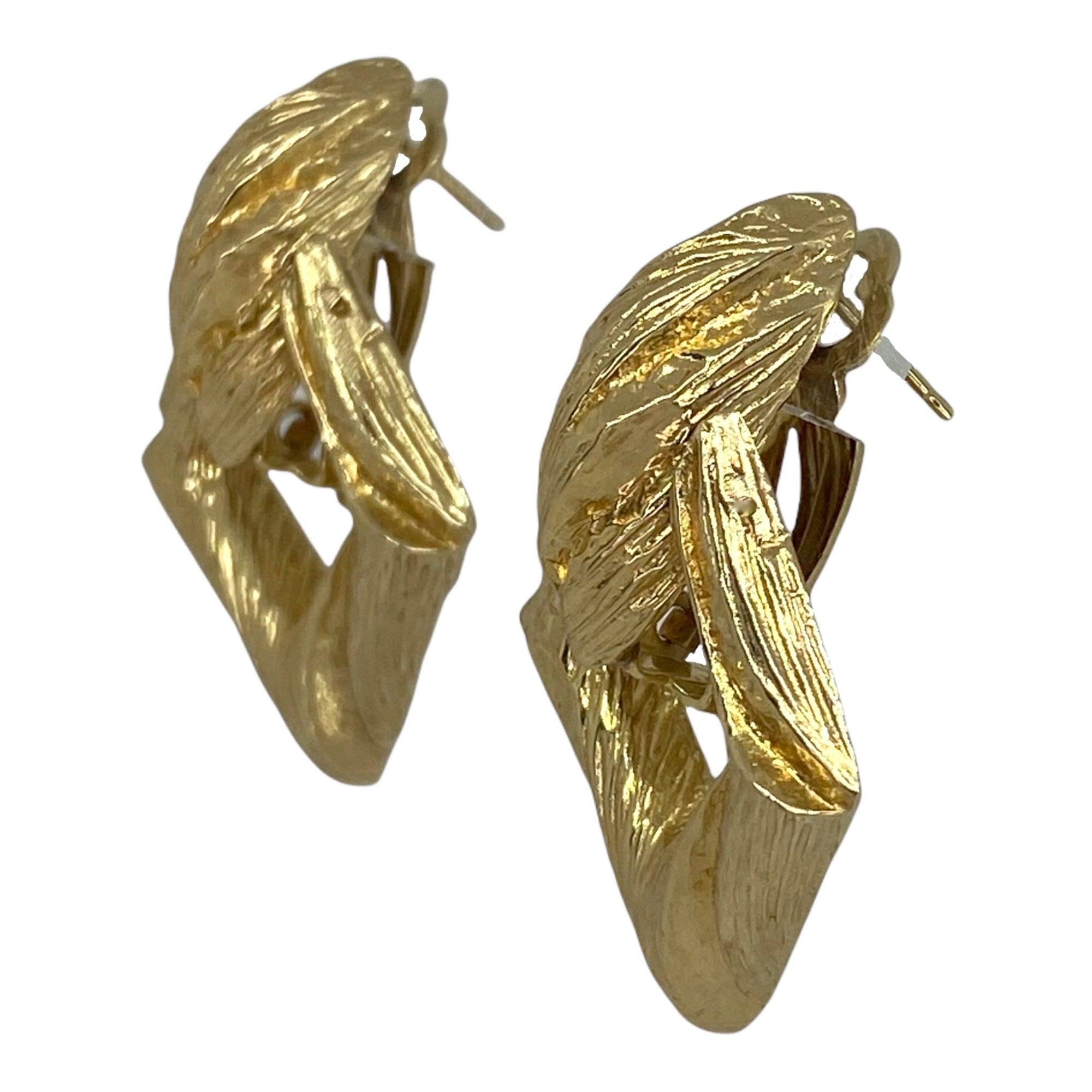 Women's Vintage 14K Yellow Gold Large Door Knocker Style Earrings For Sale