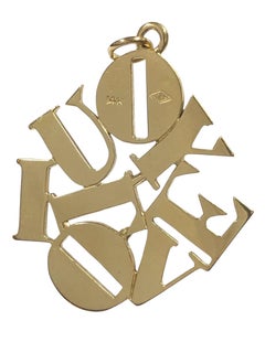 Vintage 14k yellow Gold Large "I LOVE U" Charm pendant