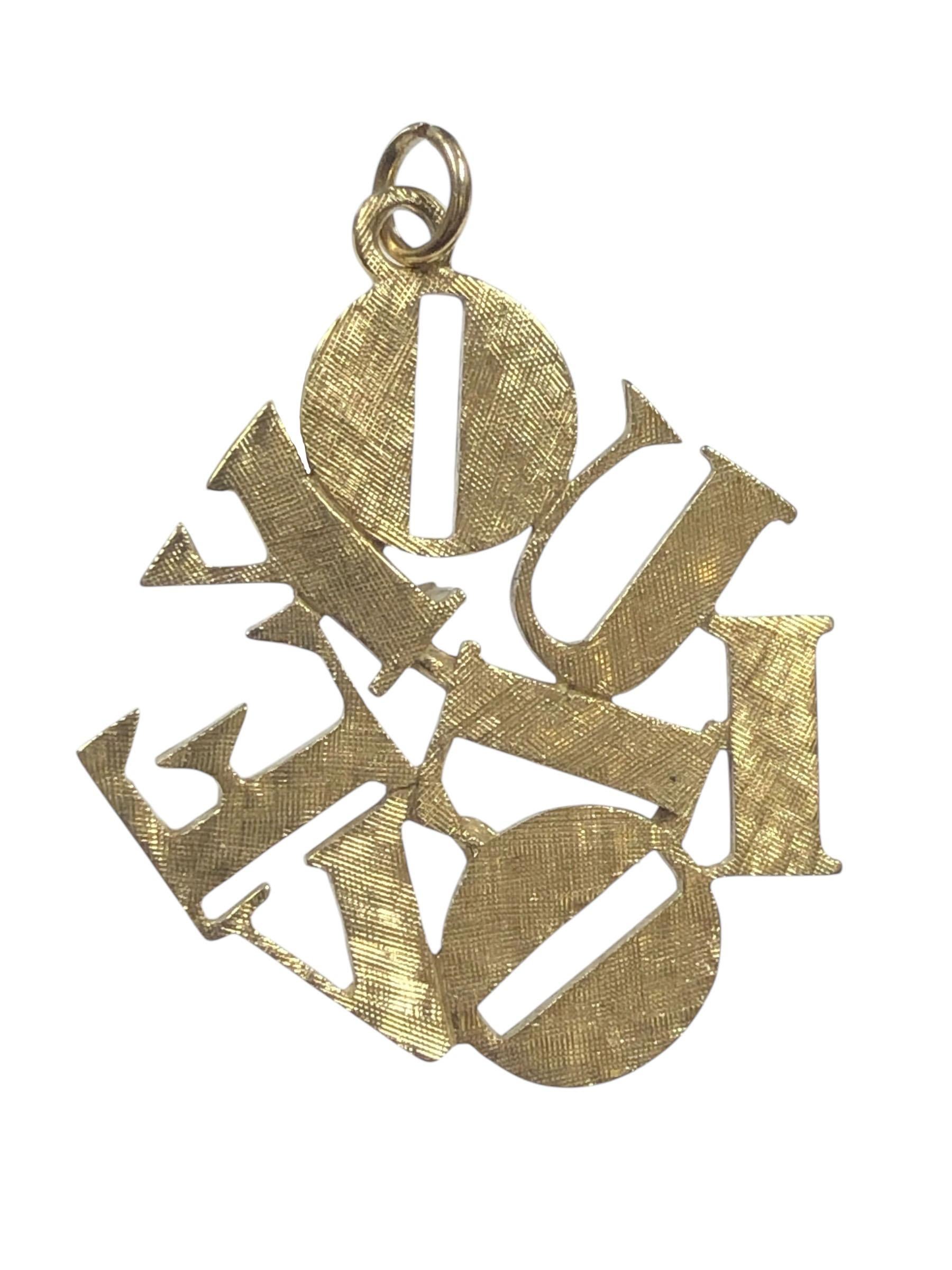 Pendentif en or jaune 14k avec breloque 