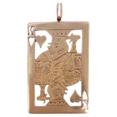 Colgante vintage Rey de Corazones grande de oro amarillo de 14 quilates