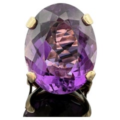 Vintage 14K Yellow Gold Large Oval Amethyst Cocktail Ring ~50ct, 17.7g