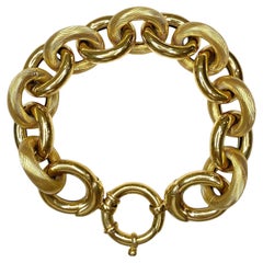 Vintage 14K Yellow Gold Large Oval Links Bracelet