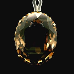 Vintage 14k Yellow Gold Large Smokey Quartz Twisted Wire Pin Brooch Pendant
