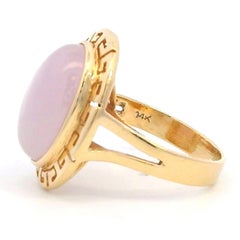 Anello da cocktail con castone a forma di chiave greca in oro giallo 14 carati vintage