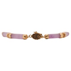 Vintage 14K Yellow Gold Lavender Jade Link Bracelet