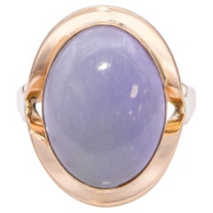 Vintage 14k Yellow Gold Lavender Jade Ring