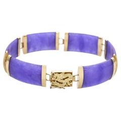 Vintage 14k Yellow Gold Lavender Jadeite Bracelet