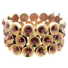 Vintage 14K Yellow Gold Link Bracelet with 2.25 Carat Round Sapphires