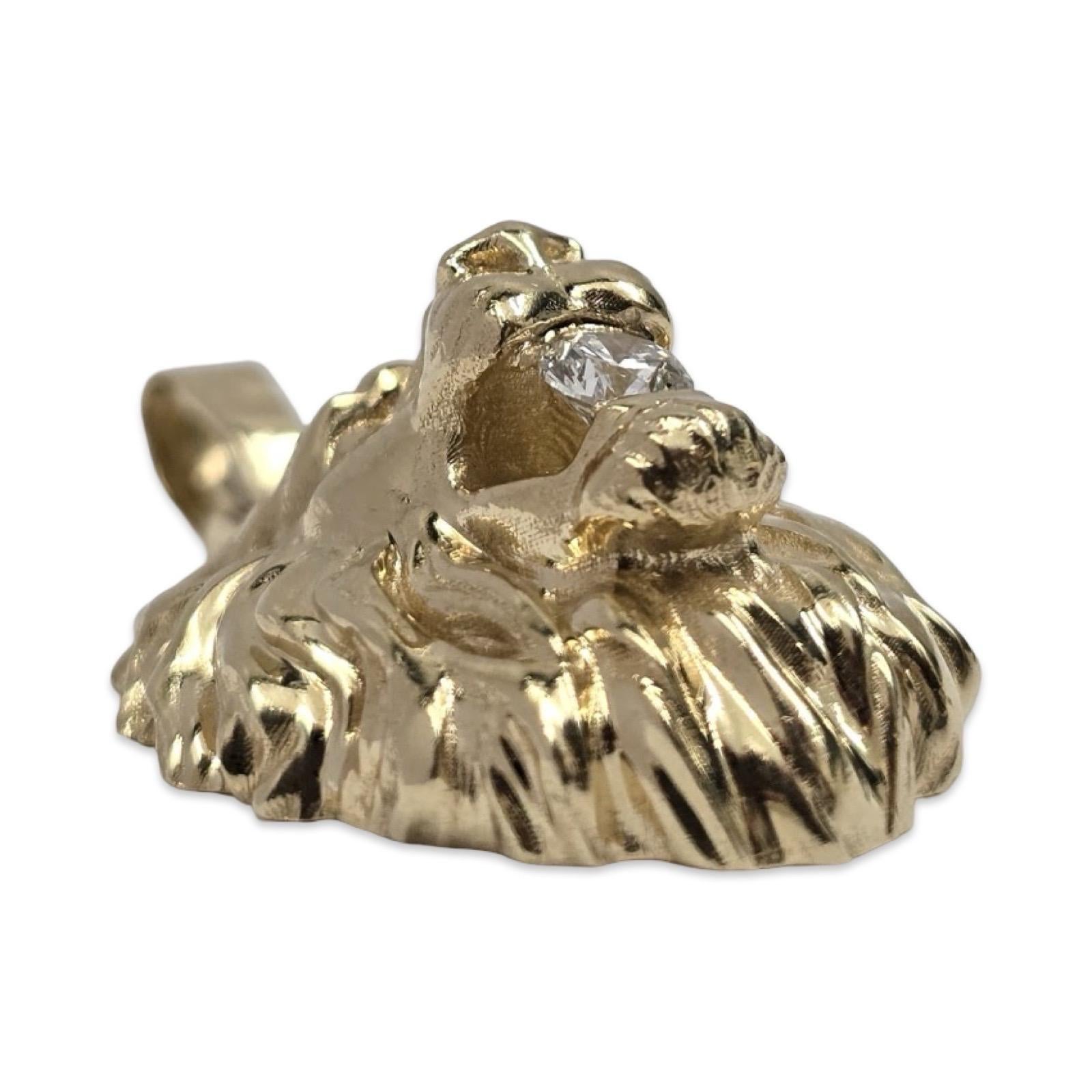 Vintage 14K Gelbgold Löwenkopf-Anhänger mit 0,40ct GIA-zertifizierten Diamanten im Zustand „Hervorragend“ im Angebot in Miami, FL