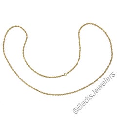 Vintage 14k Yellow Gold Long 30" Rope Link Chain Necklace w/ Spring Ring Clasp