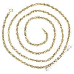 Vintage 14k Yellow Gold Long 30" Rope Link Chain Necklace w/ Spring Ring Clasp