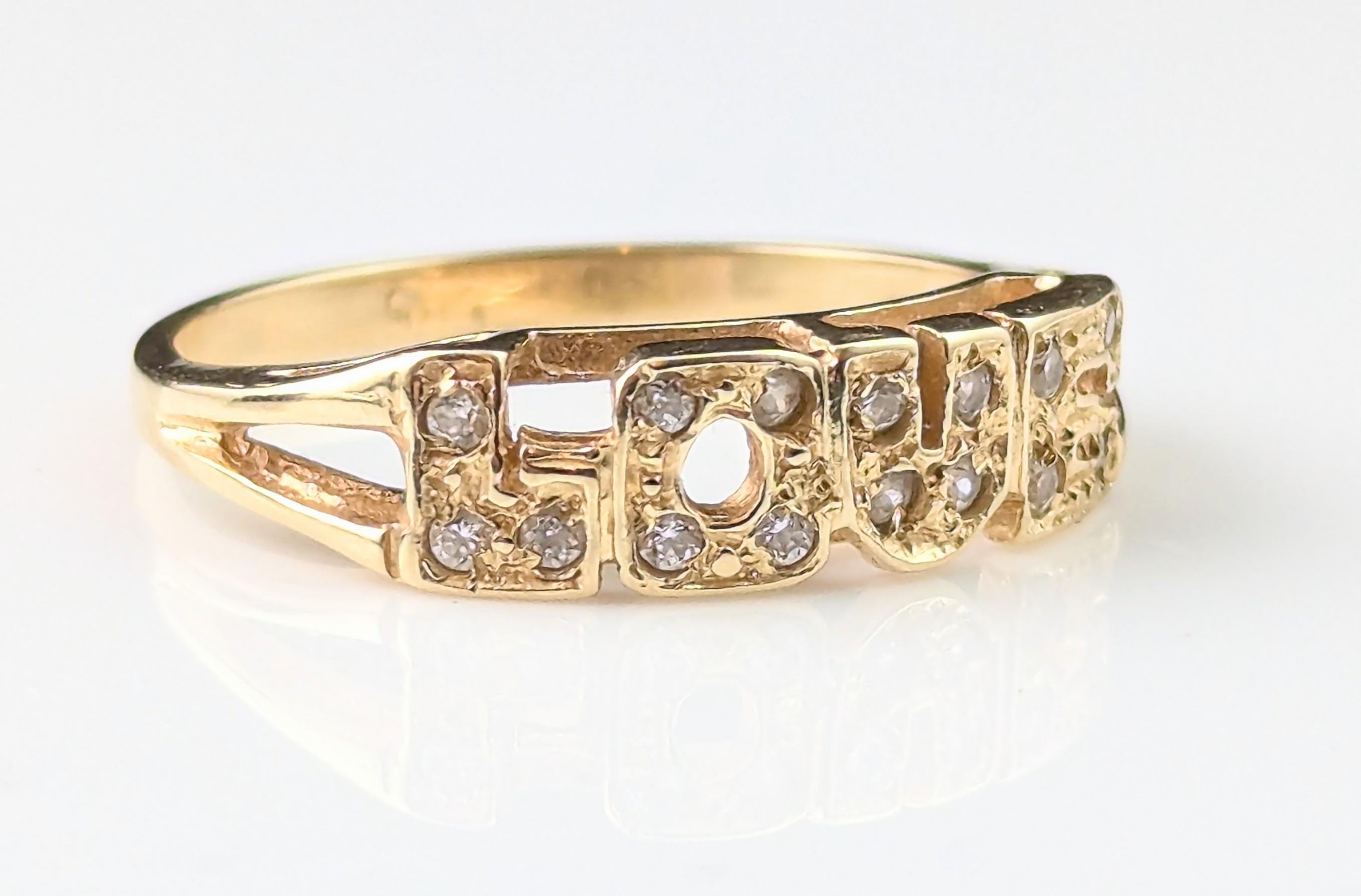 Love-Ring aus 14 Karat Gelbgold, Vintage, Paste im Angebot 5