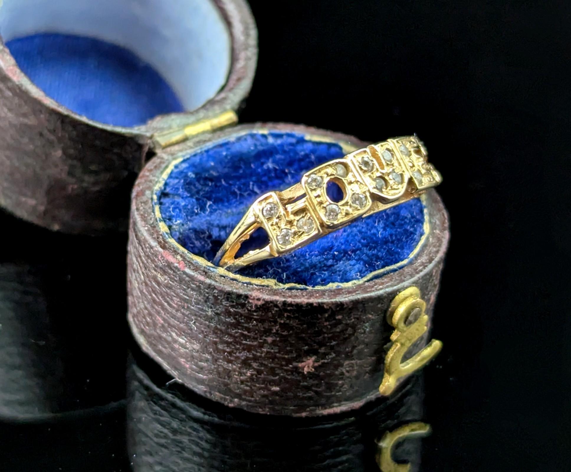 Love-Ring aus 14 Karat Gelbgold, Vintage, Paste Damen im Angebot