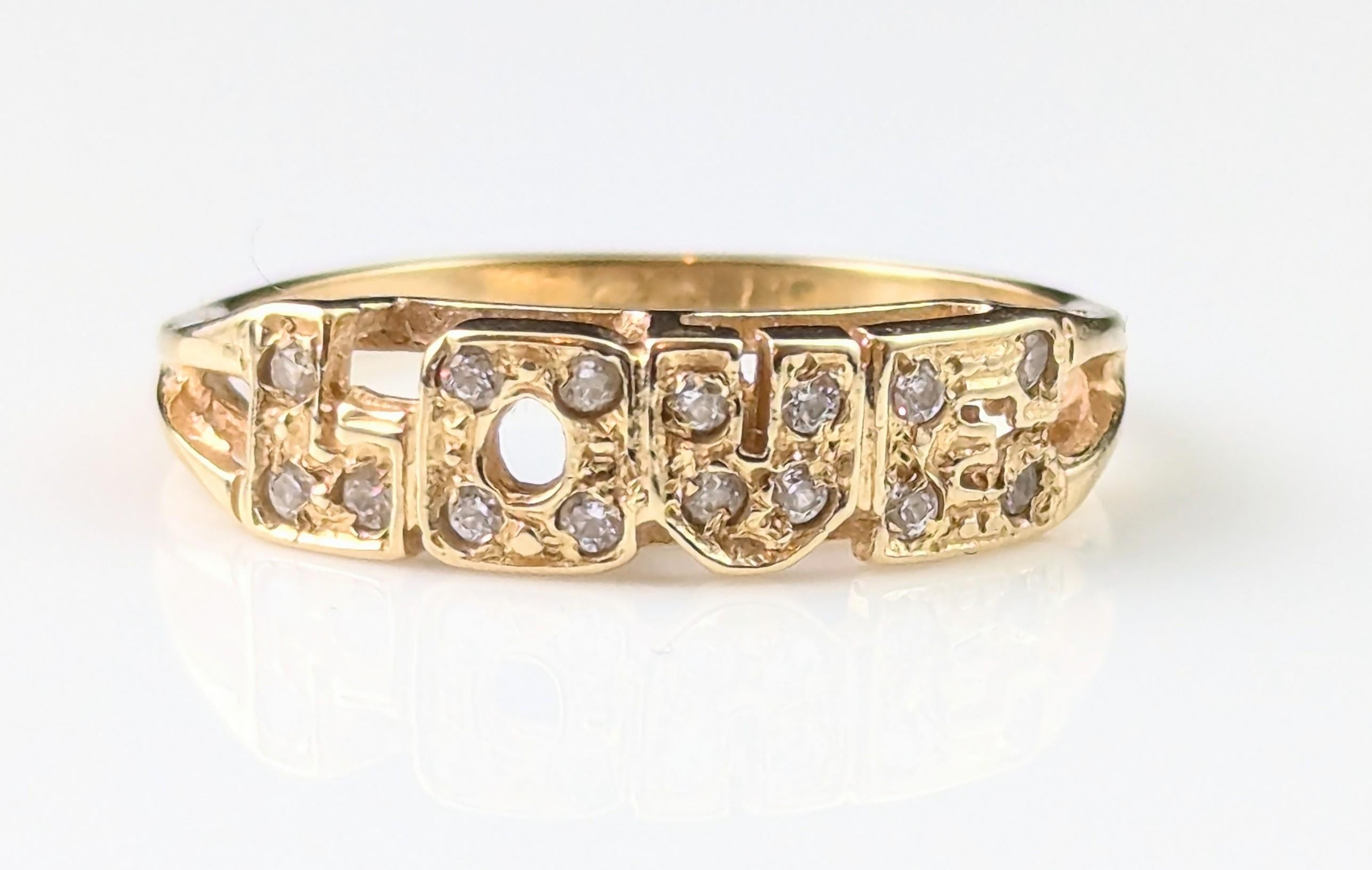 Love-Ring aus 14 Karat Gelbgold, Vintage, Paste im Angebot 2