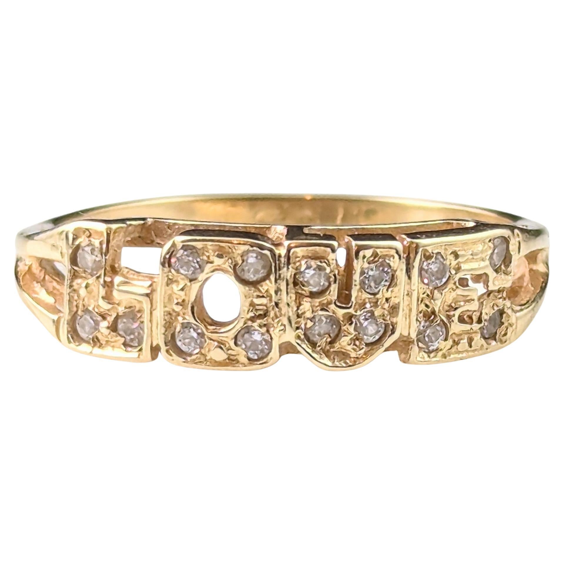 Love-Ring aus 14 Karat Gelbgold, Vintage, Paste im Angebot