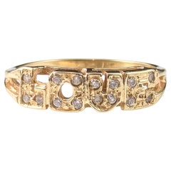 Love-Ring aus 14 Karat Gelbgold, Vintage, Paste