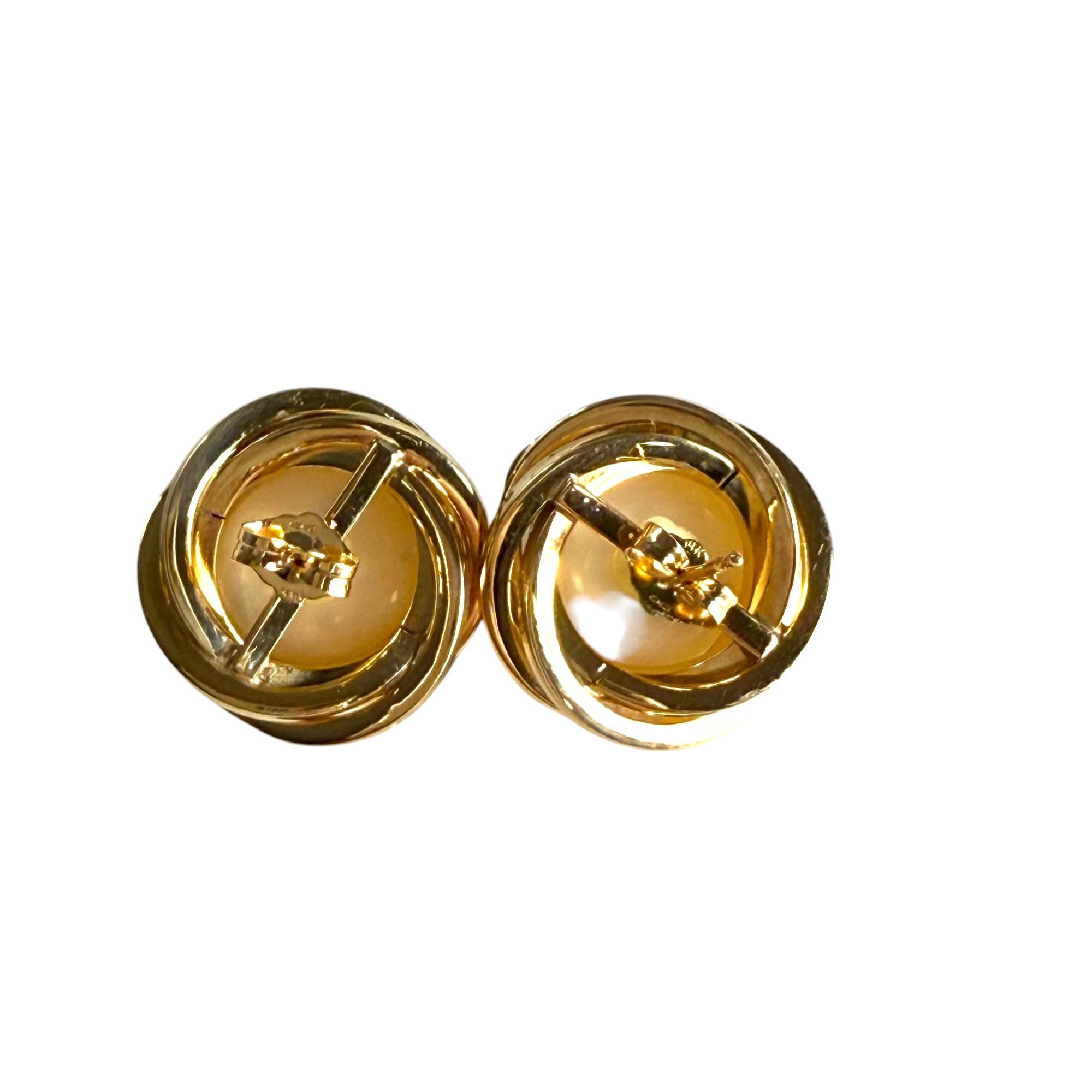 da uomo o donna Orecchini Mabe d'epoca in oro giallo 14K con perle e diamanti in vendita