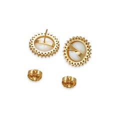 Vintage 14k Gelbgold Mabe Perle und Diamant Ohrstecker Ohrringe