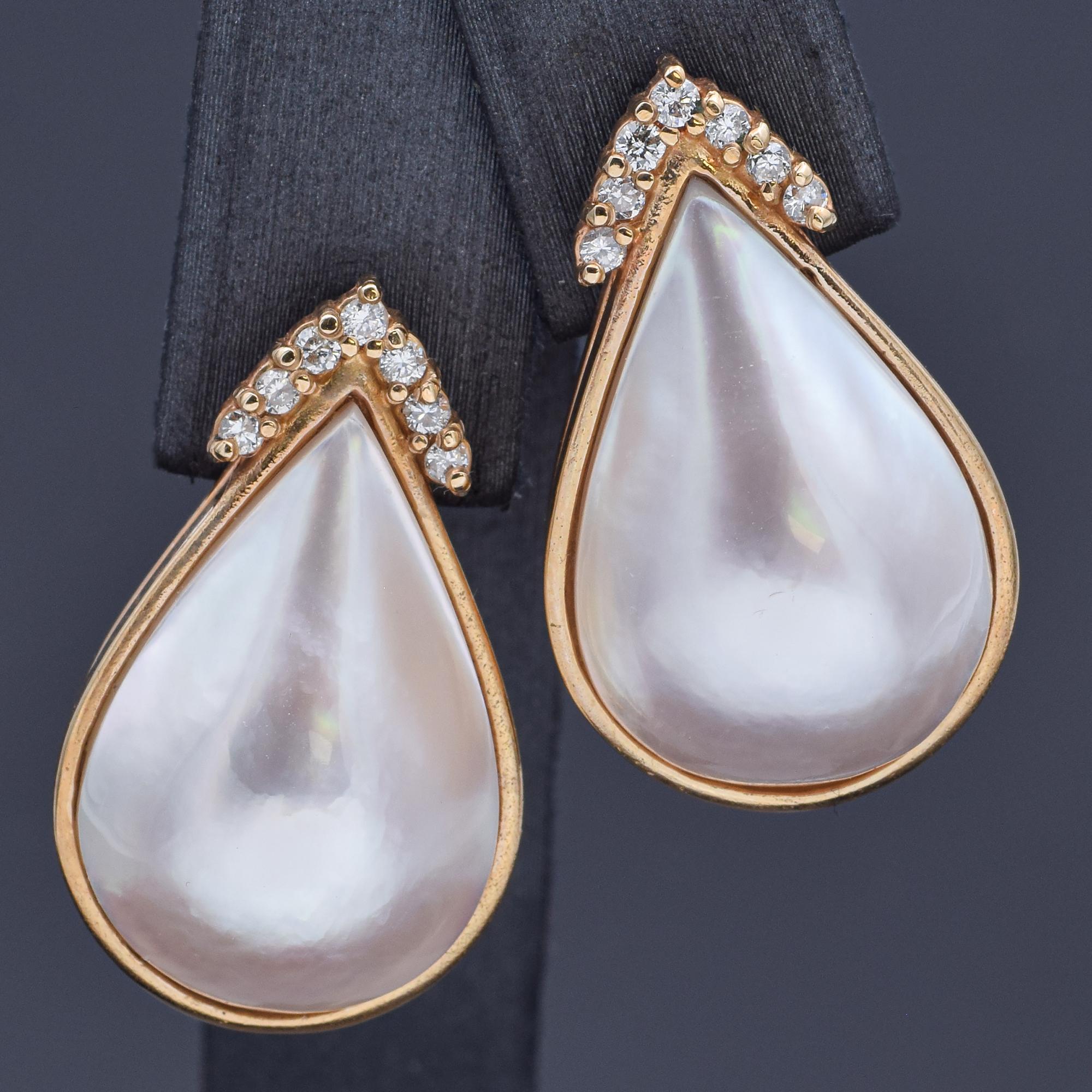 Vintage Mabe Perla Diamante Oro Amarillo  Colgante y Pendientes Firmados ALA Estuche en venta 1